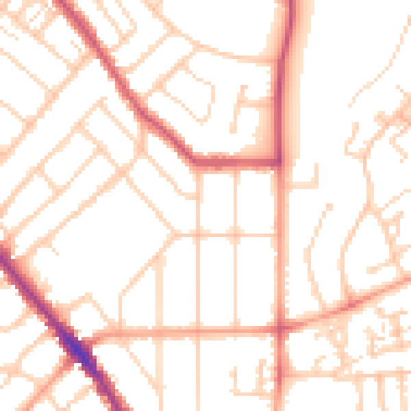 Daytime road noise heatmap for SO15 5AW