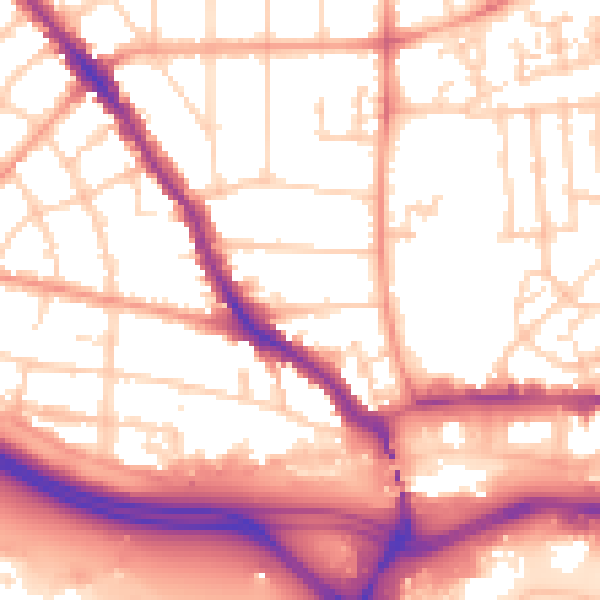 Daytime road noise heatmap for SO15 5DF
