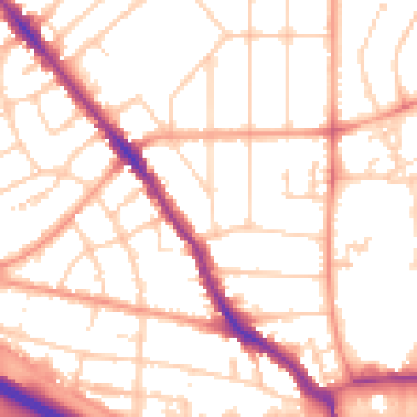 Daytime road noise heatmap for SO15 5DZ