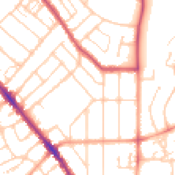 Daytime road noise heatmap for SO15 5FL