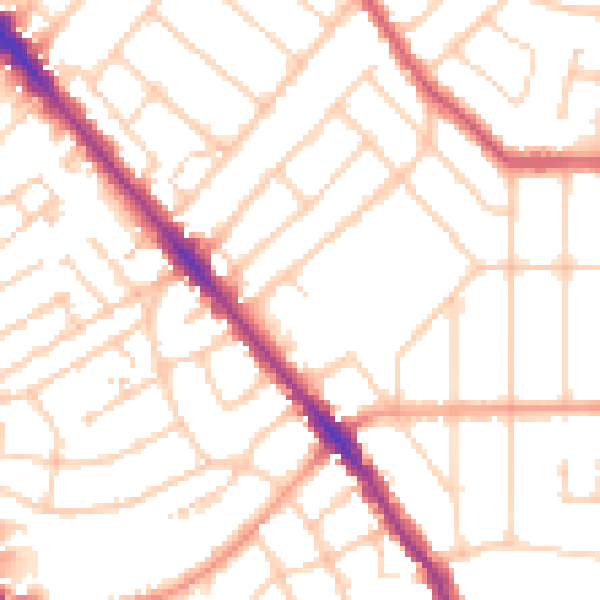 Daytime road noise heatmap for SO15 5FS