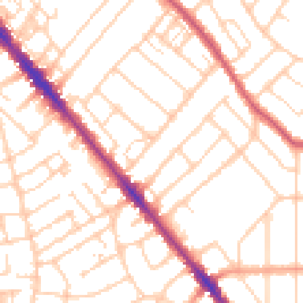 Daytime road noise heatmap for SO15 5FU
