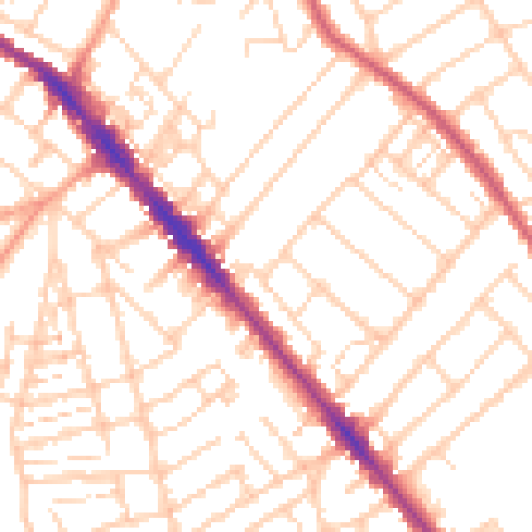 Daytime road noise heatmap for SO15 5GD