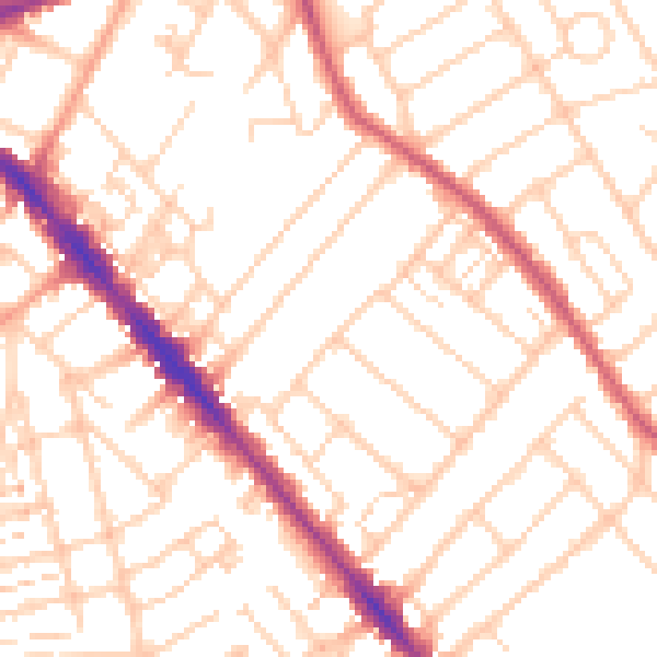 Daytime road noise heatmap for SO15 5GF