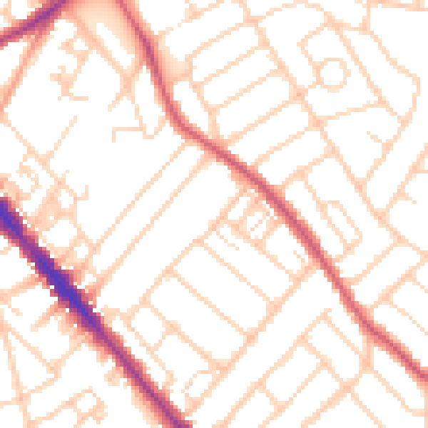 Daytime road noise heatmap for SO15 5GH