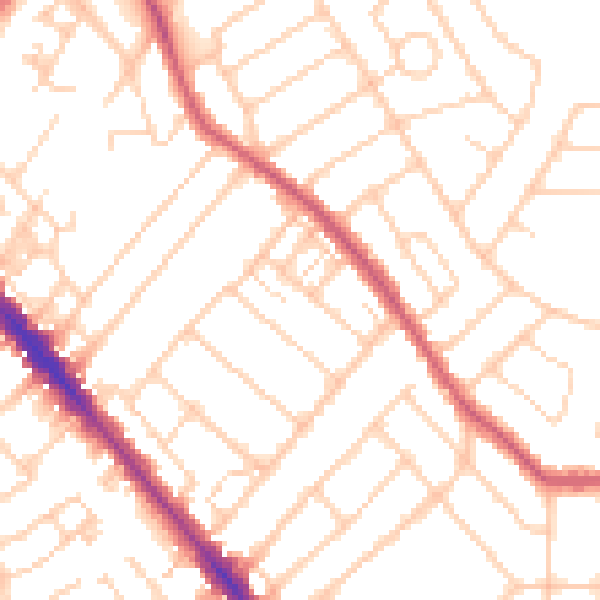 Daytime road noise heatmap for SO15 5GX