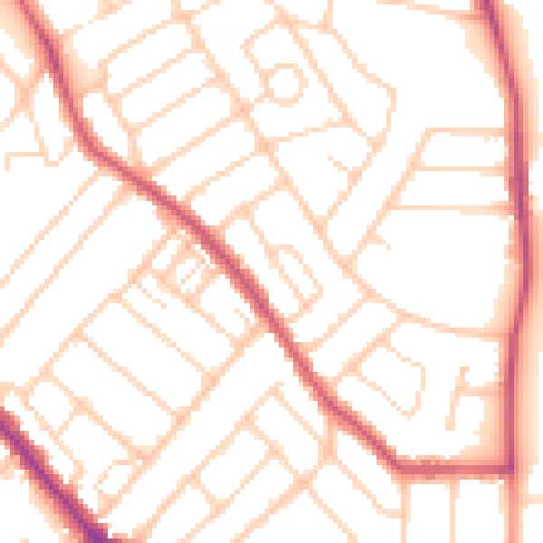 Daytime road noise heatmap for SO15 5HQ
