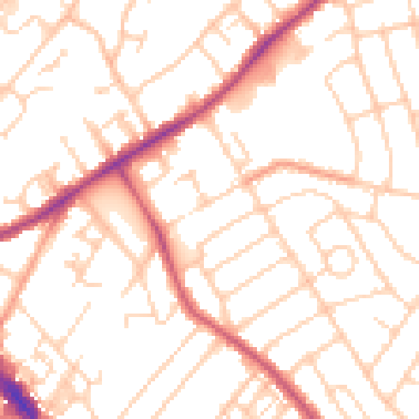 Daytime road noise heatmap for SO15 5JY