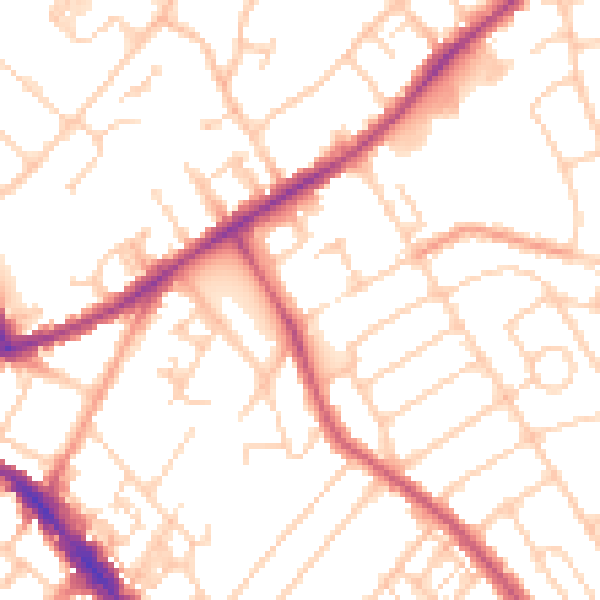 Daytime road noise heatmap for SO15 5LZ