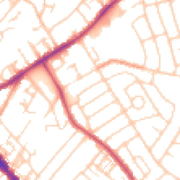 Daytime road noise heatmap for SO15 5NS
