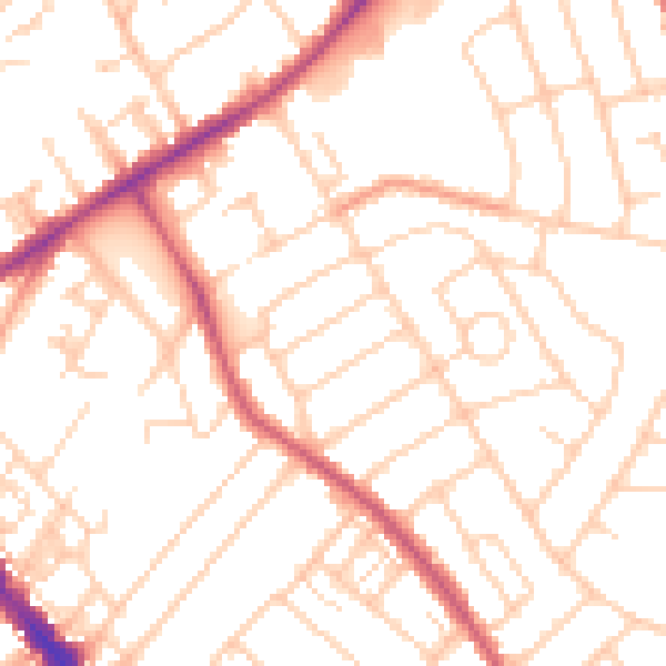 Daytime road noise heatmap for SO15 5NT