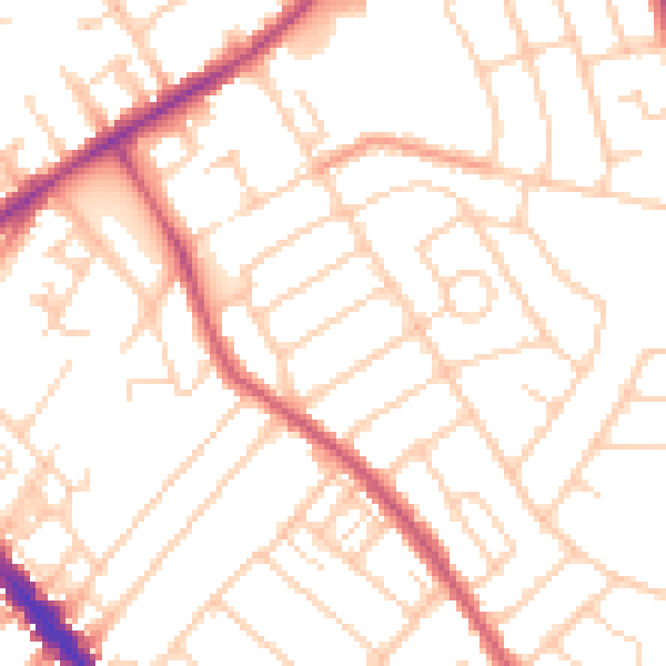 Daytime road noise heatmap for SO15 5NX