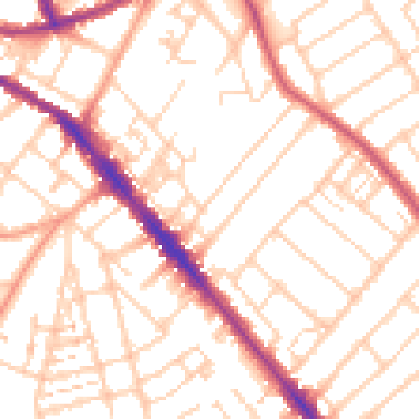 Daytime road noise heatmap for SO15 5PR