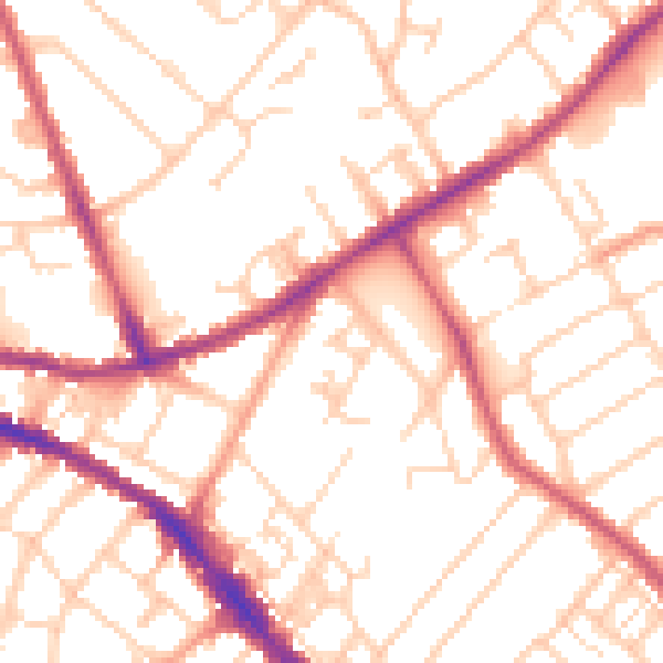 Daytime road noise heatmap for SO15 5QX