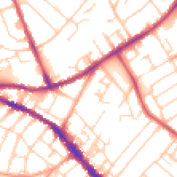 Daytime road noise heatmap for SO15 5SB