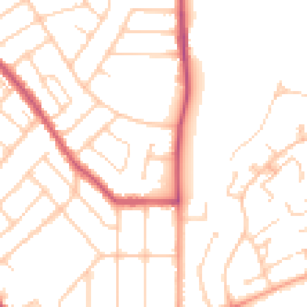 Daytime road noise heatmap for SO15 7NG