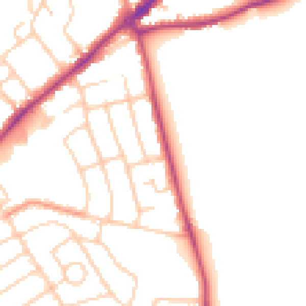 Daytime road noise heatmap for SO15 7NX