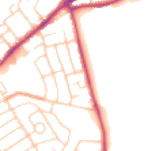 Daytime road noise heatmap for SO15 7NY