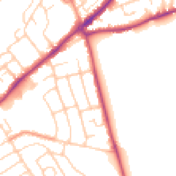 Daytime road noise heatmap for SO15 7PB