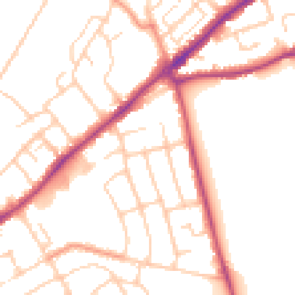 Daytime road noise heatmap for SO15 7PF