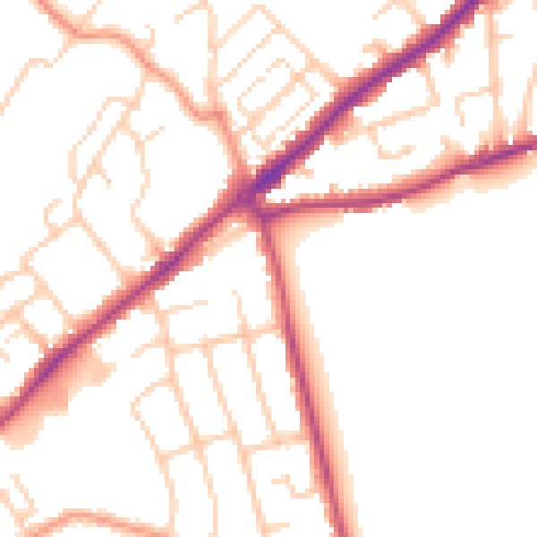 Daytime road noise heatmap for SO15 7PH