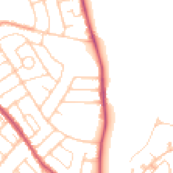 Daytime road noise heatmap for SO15 7PP