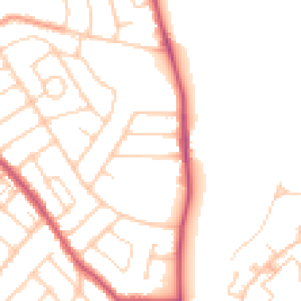 Daytime road noise heatmap for SO15 7PS
