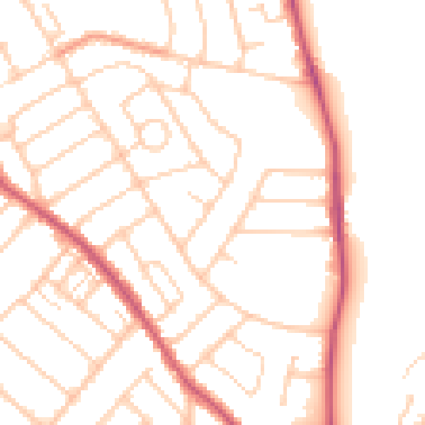 Daytime road noise heatmap for SO15 7QN