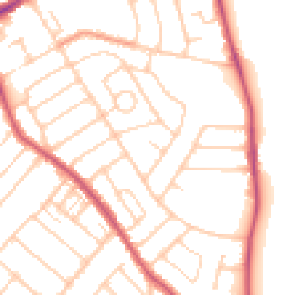 Daytime road noise heatmap for SO15 7QQ