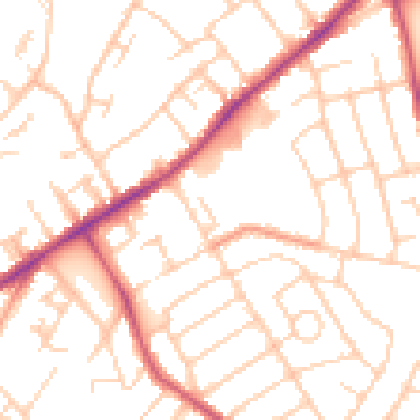 Daytime road noise heatmap for SO15 7QT