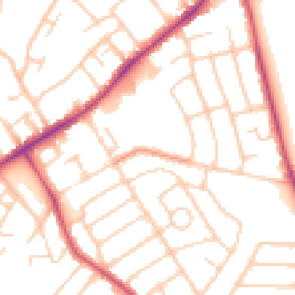 Daytime road noise heatmap for SO15 7QU