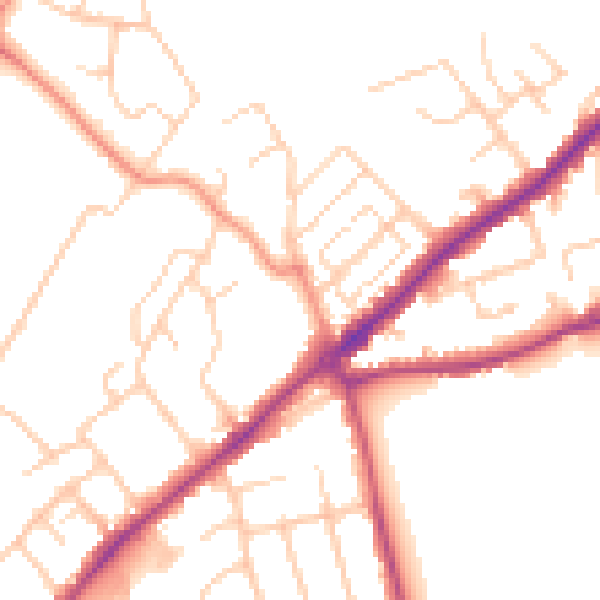 Daytime road noise heatmap for SO15 7TX