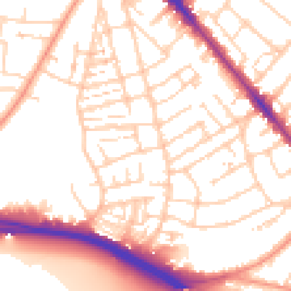Daytime road noise heatmap for SO15 8LG