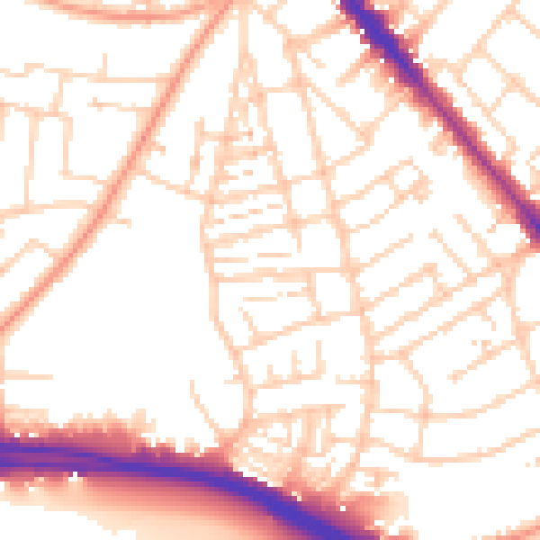 Daytime road noise heatmap for SO15 8LN