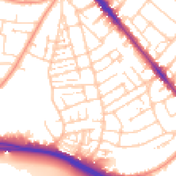 Daytime road noise heatmap for SO15 8LP