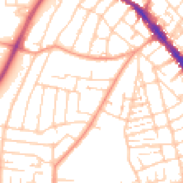 Daytime road noise heatmap for SO15 8NB