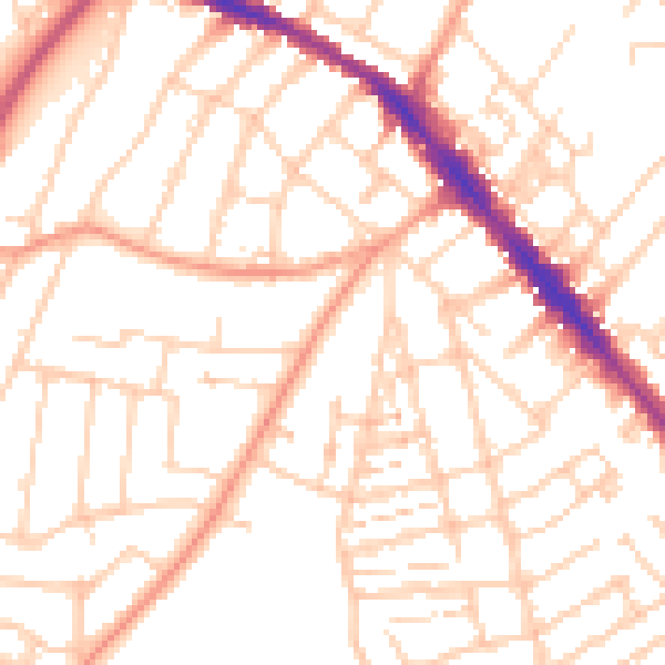 Daytime road noise heatmap for SO15 8NY