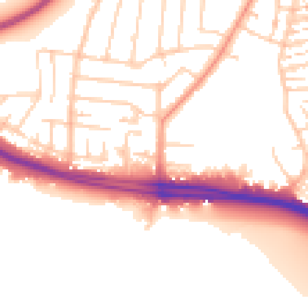 Daytime road noise heatmap for SO15 8PH