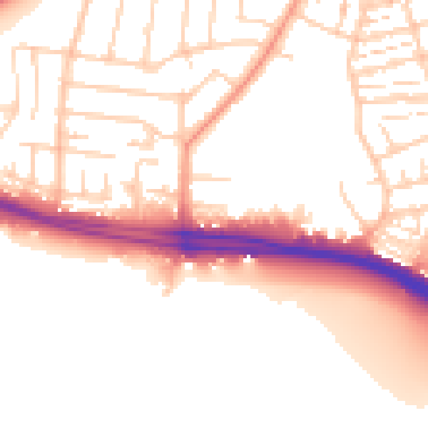 Daytime road noise heatmap for SO15 8PP