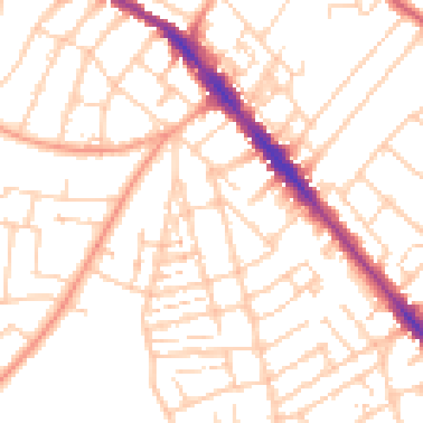 Daytime road noise heatmap for SO15 8PY