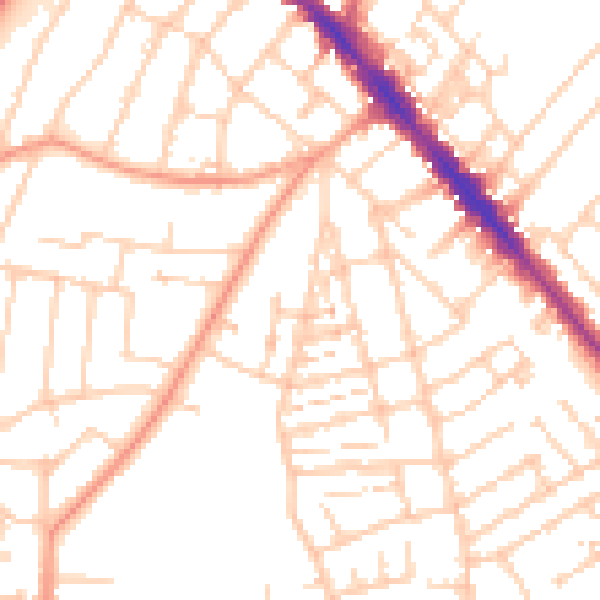 Daytime road noise heatmap for SO15 8QB