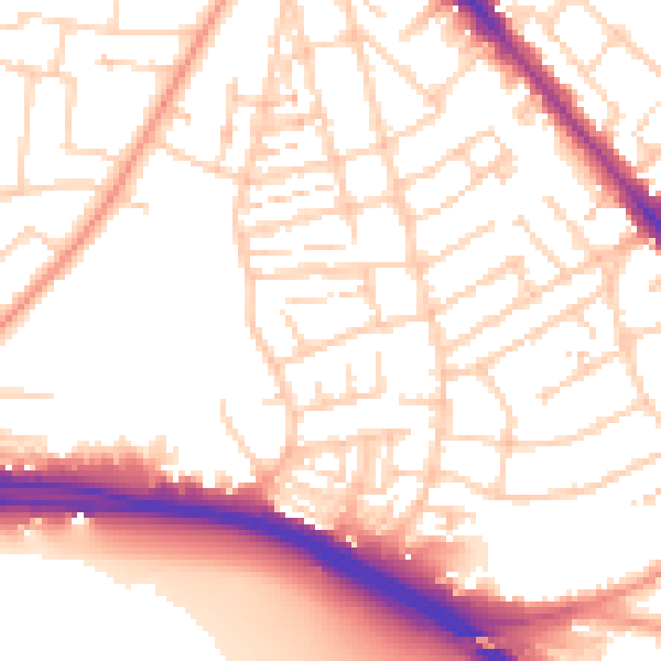 Daytime road noise heatmap for SO15 8QW