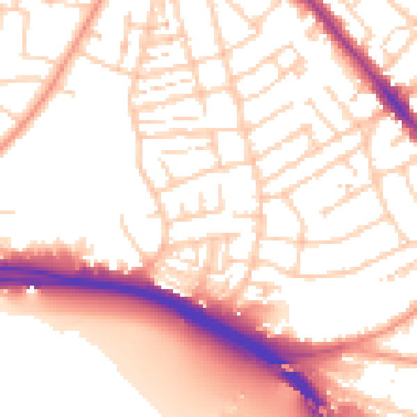 Daytime road noise heatmap for SO15 8QZ