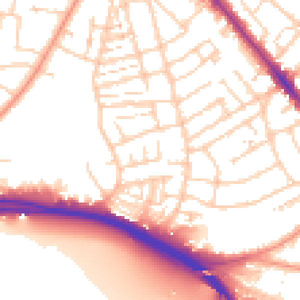 Daytime road noise heatmap for SO15 8RA