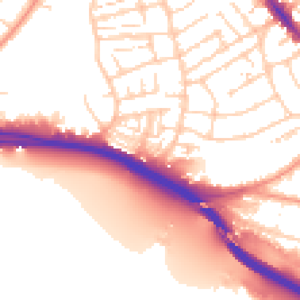 Daytime road noise heatmap for SO15 8RQ