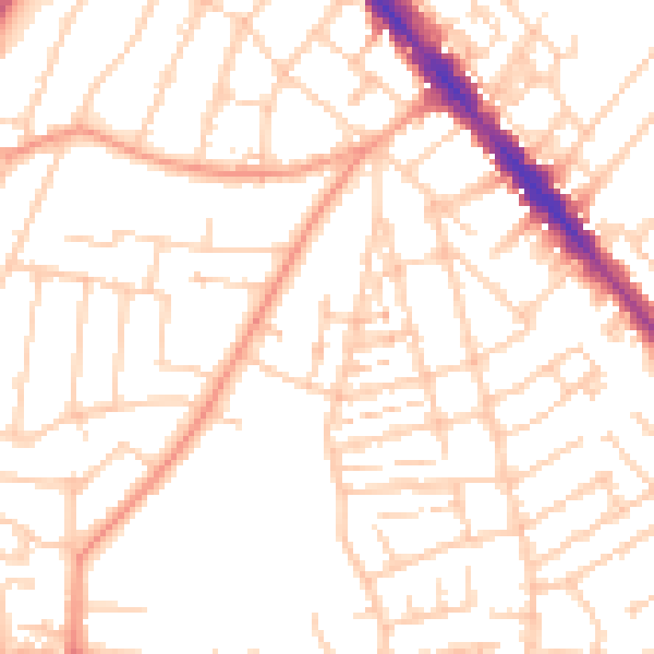 Daytime road noise heatmap for SO15 8SA