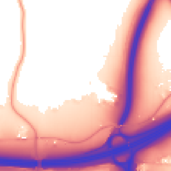 Daytime road noise heatmap for SO16 0AL