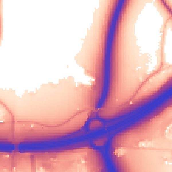 Daytime road noise heatmap for SO16 0AQ