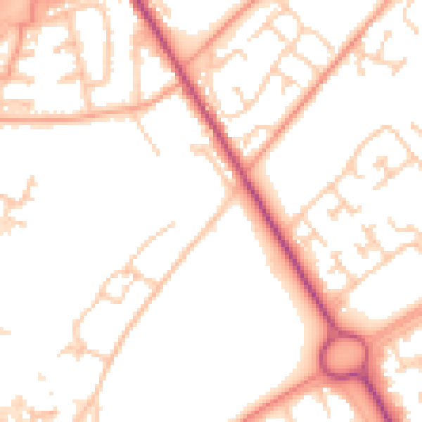 Daytime road noise heatmap for SO16 0AR