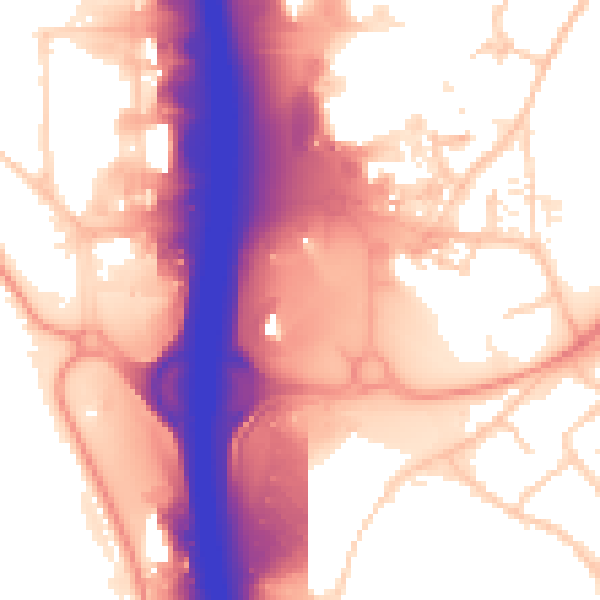 Daytime road noise heatmap for SO16 0AU
